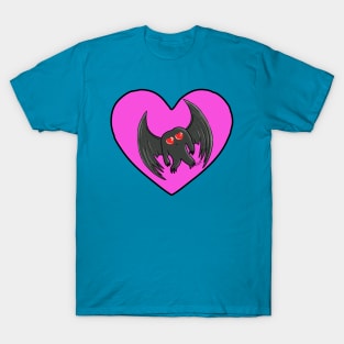 Mothman Kawaii Pink Heart Teal T-Shirt